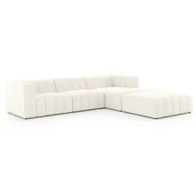 Langham Channeled 3-Piece Sectional w/Ottoman, Fayette Cloud
