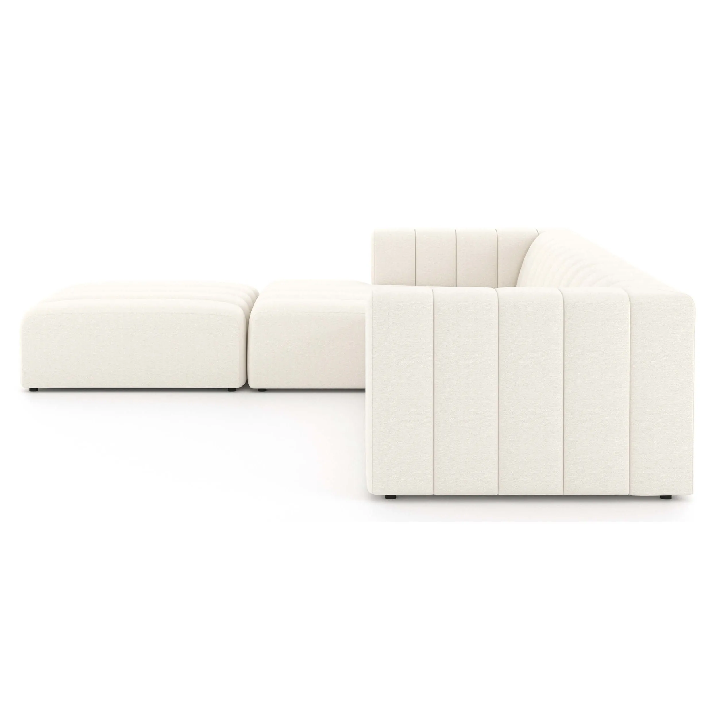 Langham Channeled 3-Piece Sectional w/Ottoman, Fayette Cloud