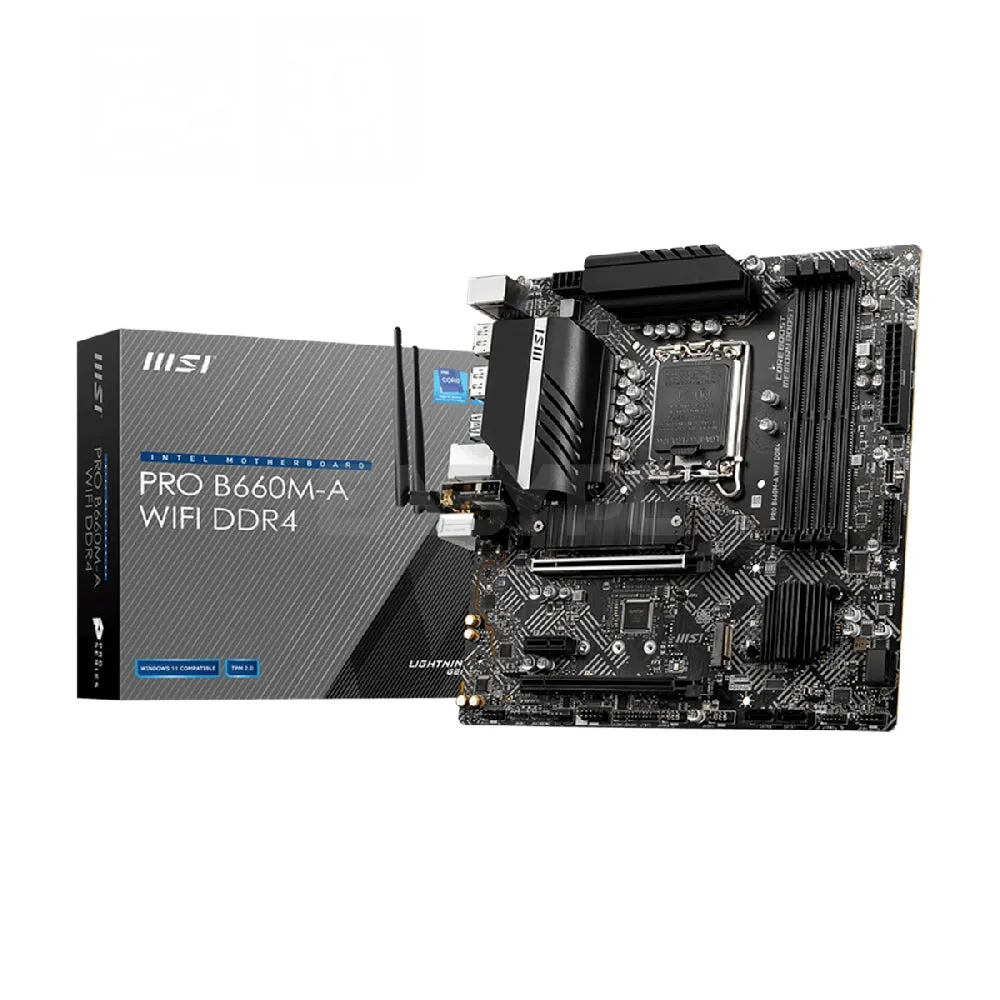 MSI Pro B660M-A WIFI Socket LGA 1700 Supports DDR4 Memory, up to 4800 (OC) MHz | Ddr4 Motherboard