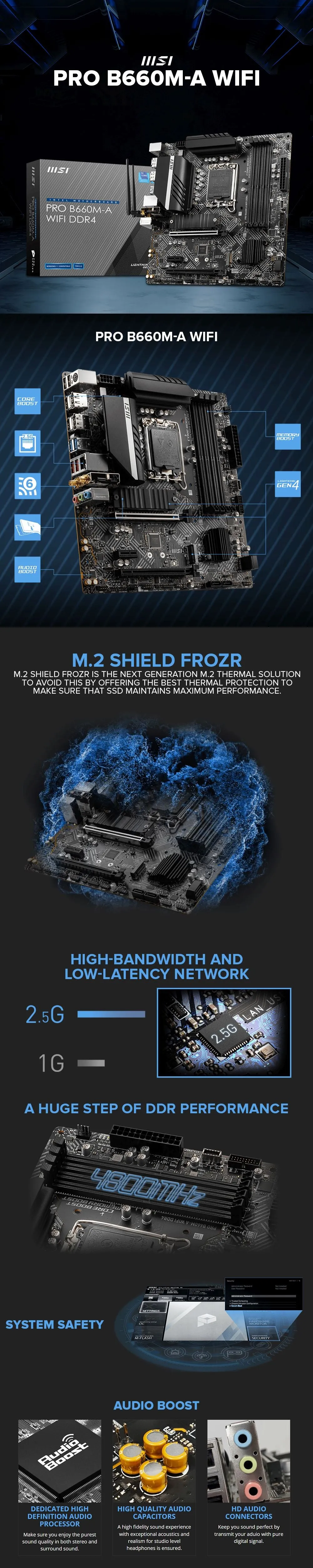 MSI Pro B660M-A WIFI Socket LGA 1700 Supports DDR4 Memory, up to 4800 (OC) MHz | Ddr4 Motherboard