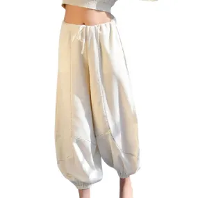 Natural Cotton Harem Pants in Beige