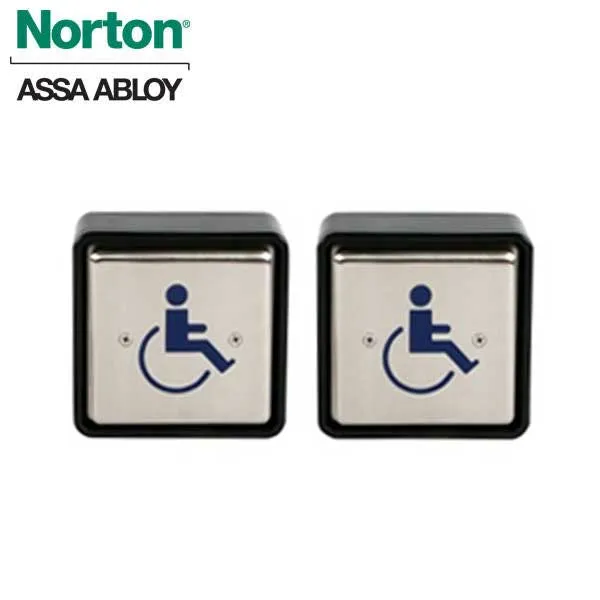 Norton - 5845 - Regenerative Door Operator ADAEZ PRO COMPLETE Kit - Push & Pull Mounting - Square Buttons - Satin Aluminum - Grade 1