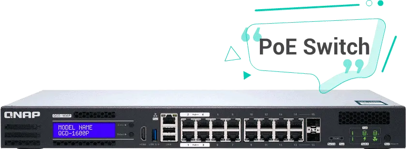 QNAP QGD-1600P-4G-US 4-port 60-watt and 12-port 30-watt Gigabit PoE Switch