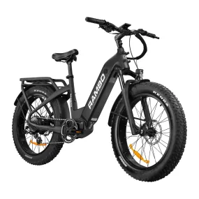 Rambo THE SAVAGE 2.0 Step-Thru Fat Tire Electric Bike - 48V 15Ah 750-1000w hub motor, powered by Bafang - Financing Available