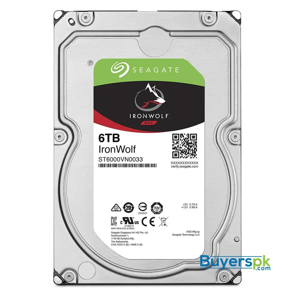 Seagate Ironwolf Nas 7200rpm Internal Sata Hard Drive 6tb 6gb/s 3.5-inch (st6000vn0033) 3 Yrs