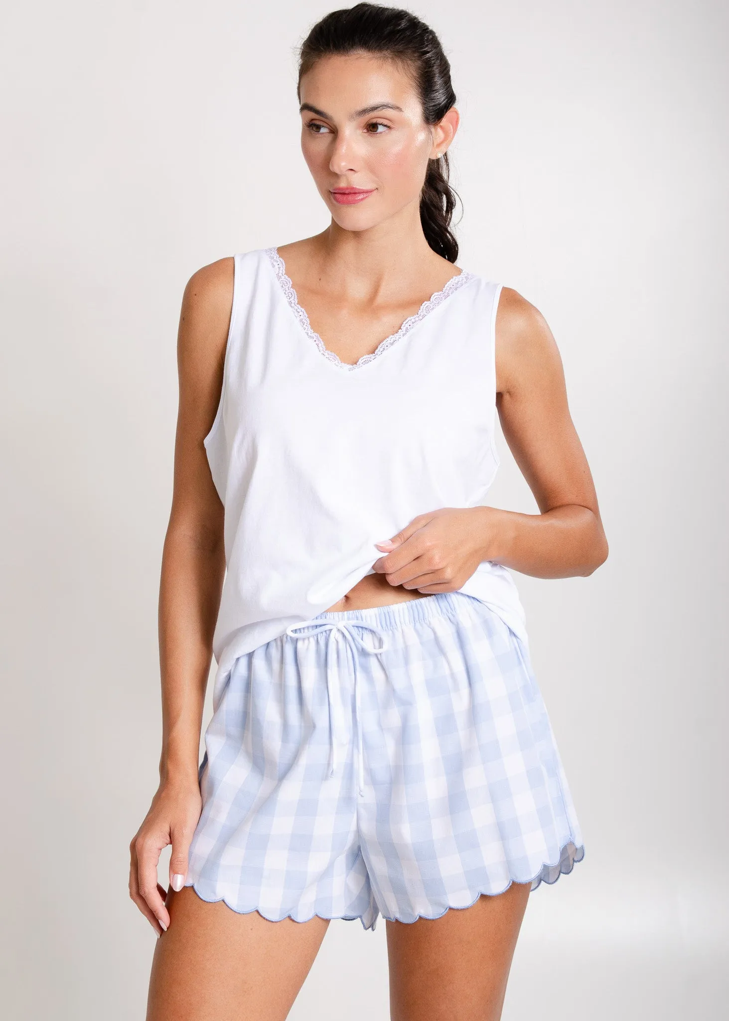 Short Sonho Xadrez Azul
