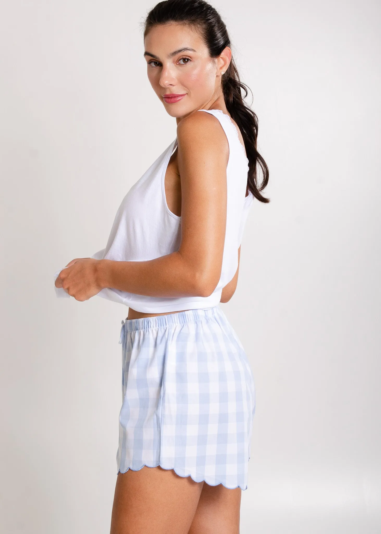 Short Sonho Xadrez Azul