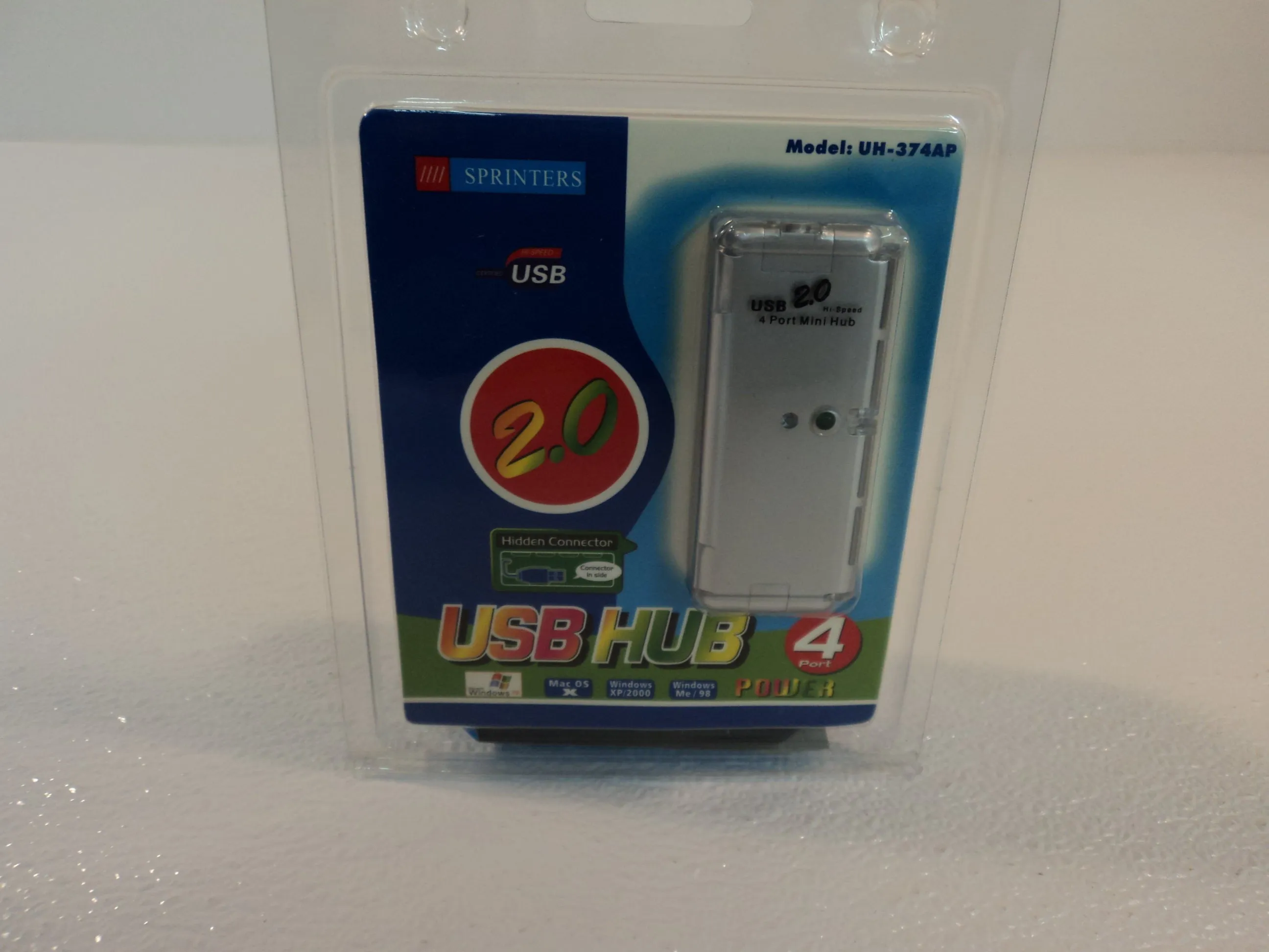 Sprinters Mini 4 Port USB Hub 2.0 Pocket Size Plug and Play UH-374AP -- New