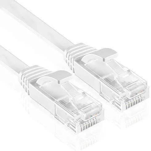 TNP Cat6 Flat Ethernet Network Cable - High Performance & Tangle Free with Premium UTP Twisted Pair RJ45 Snagless Connector Jack Computer LAN Internet Networking Patch Wire Cord Plug (1.5 Feet, White)