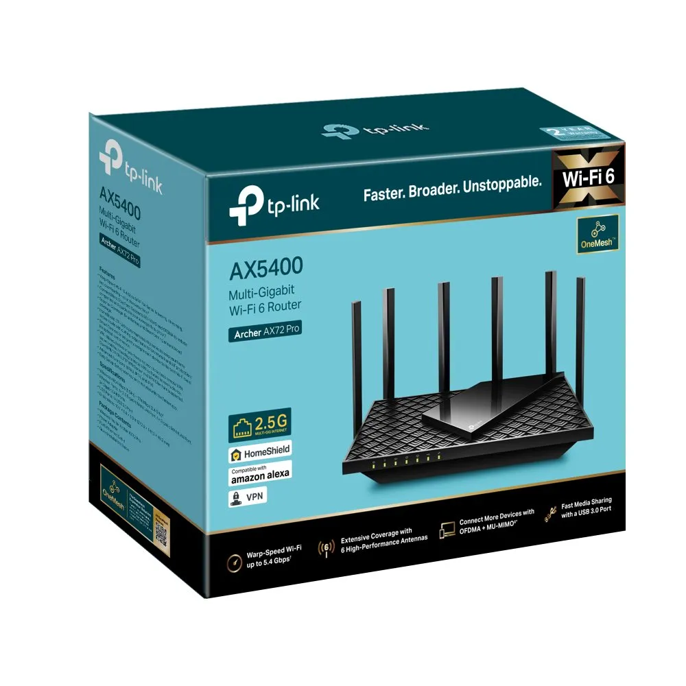 TP-Link AX5400 Multi-Gigabit WiFi 6 Router - Archer AX72 Pro