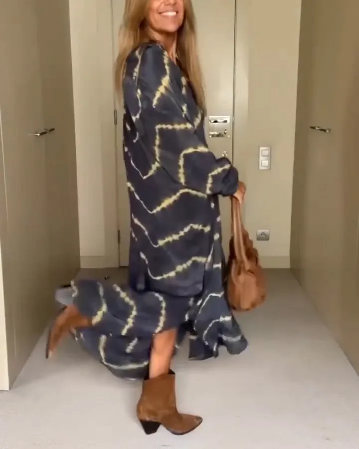 Vestido Boho Listras Decote V