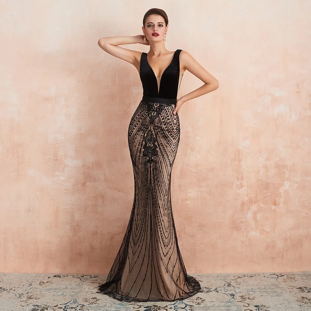 Vestido de Festa Luxo em Cetim Decorado com Cristais (Pronta Entrega)