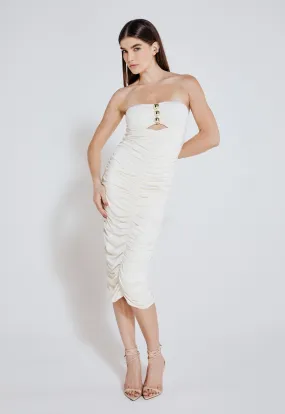 Vestido Drapeado Solene - Off White