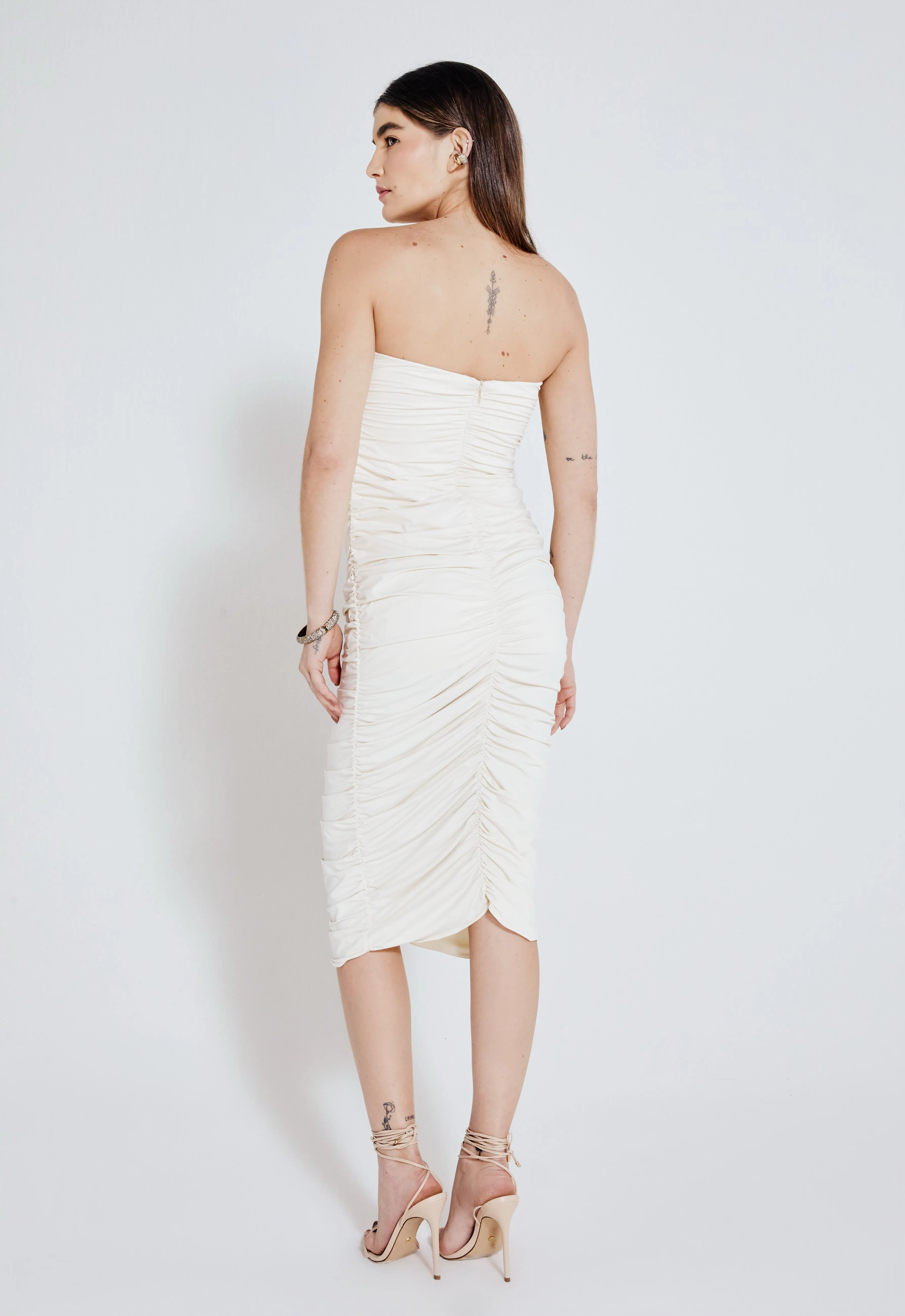 Vestido Drapeado Solene - Off White