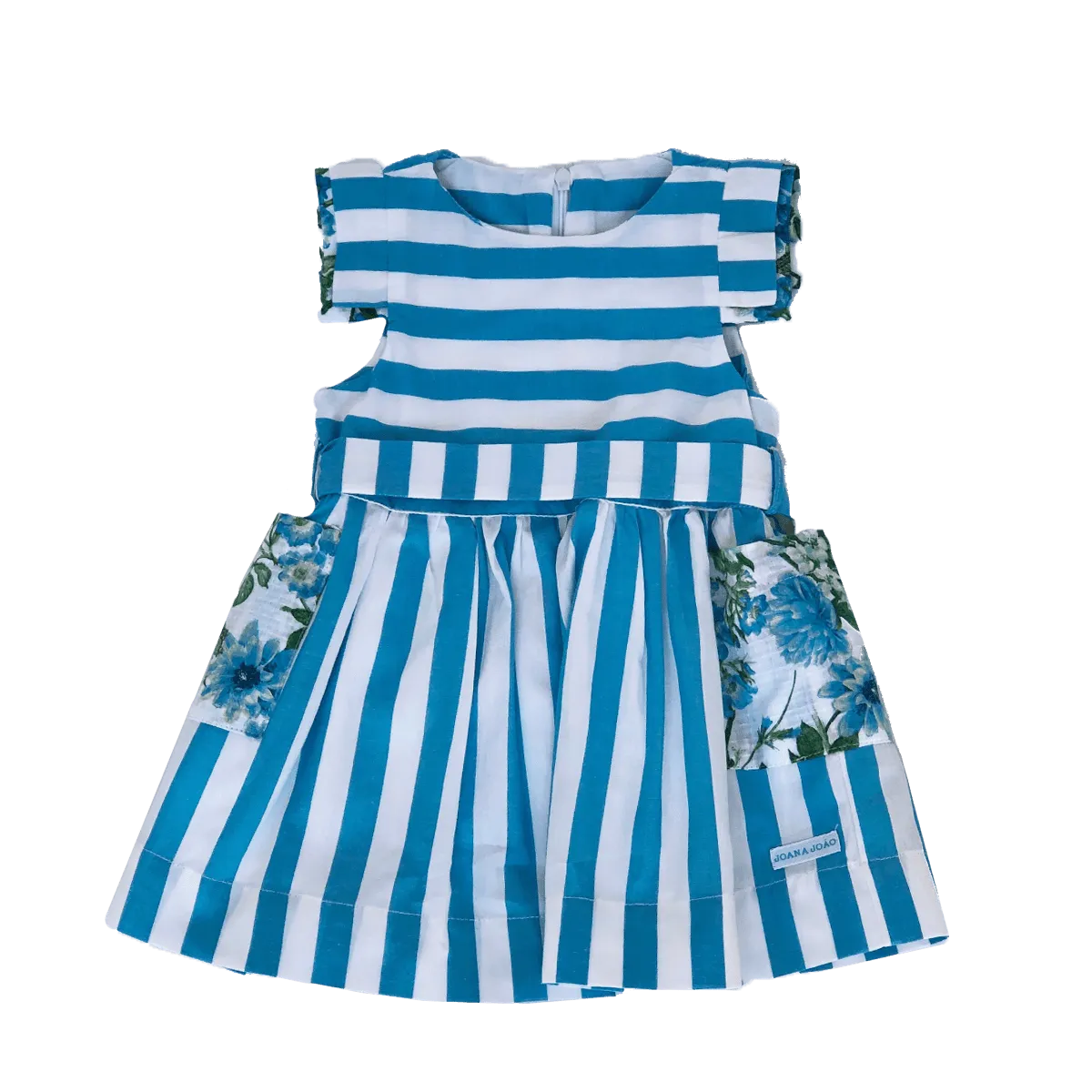 Vestido Listrado Azul Bolsos Estampa Borboleta