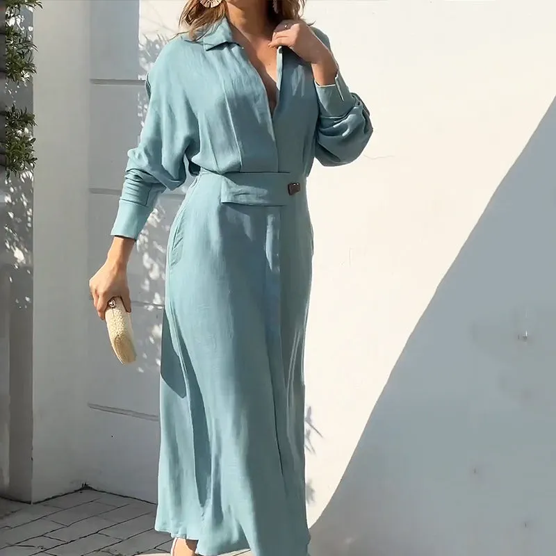 Vestido Maxi Camisa Fendas Laterais