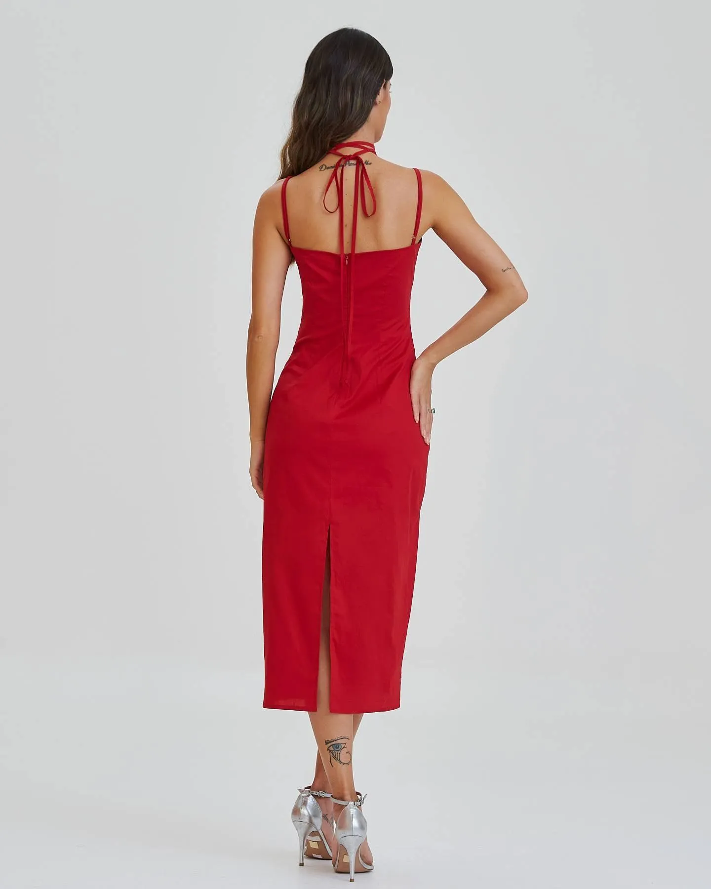 Vestido Midi De Algodão Vermelho Alicia