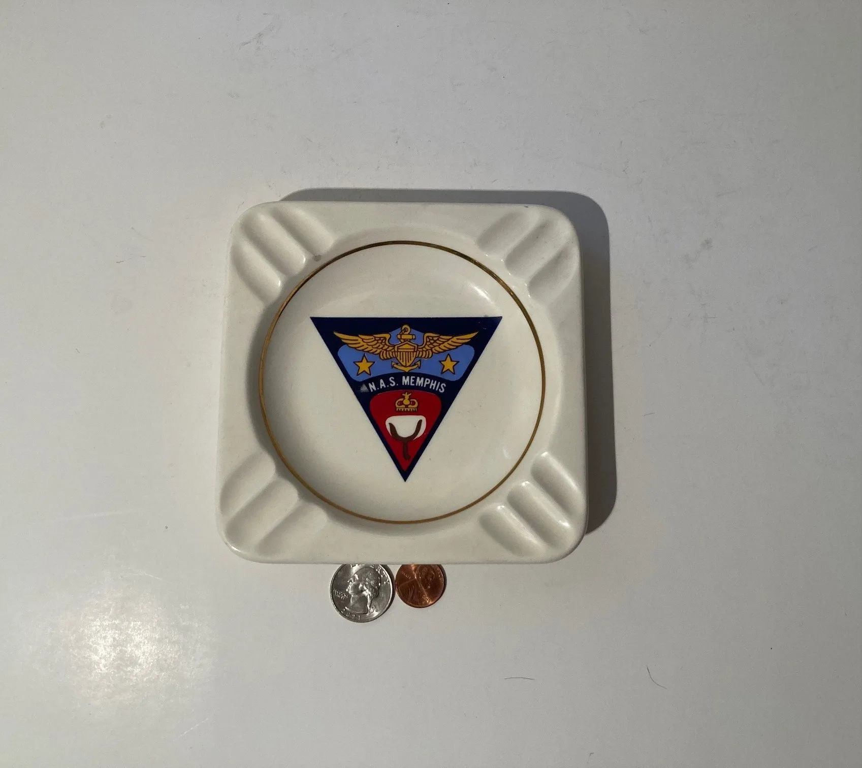 Vintage Command Ashtray, NAS Memphis, Naval Air Station, Navy, Smoking, CIgarettes, Cigars