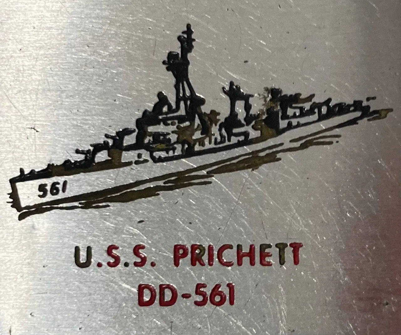 Vintage Metal Barlo Lighter, U.S.S. Prichett DD-561, Navy Ship, Destroyer
