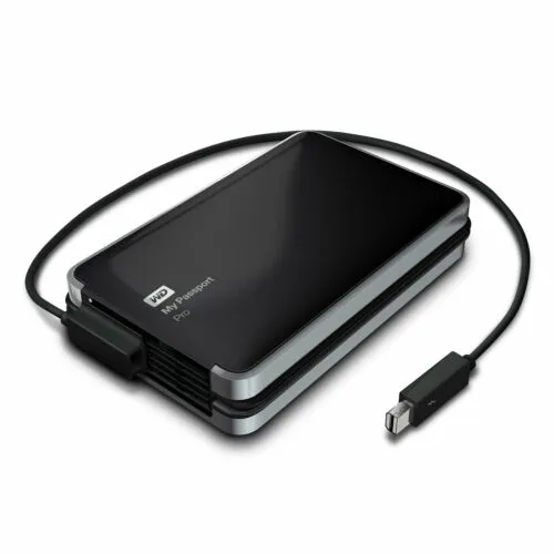 WD My Passport Pro Portable External Hard Drive 2TB Thunderbolt, WDBRMP0020DBK