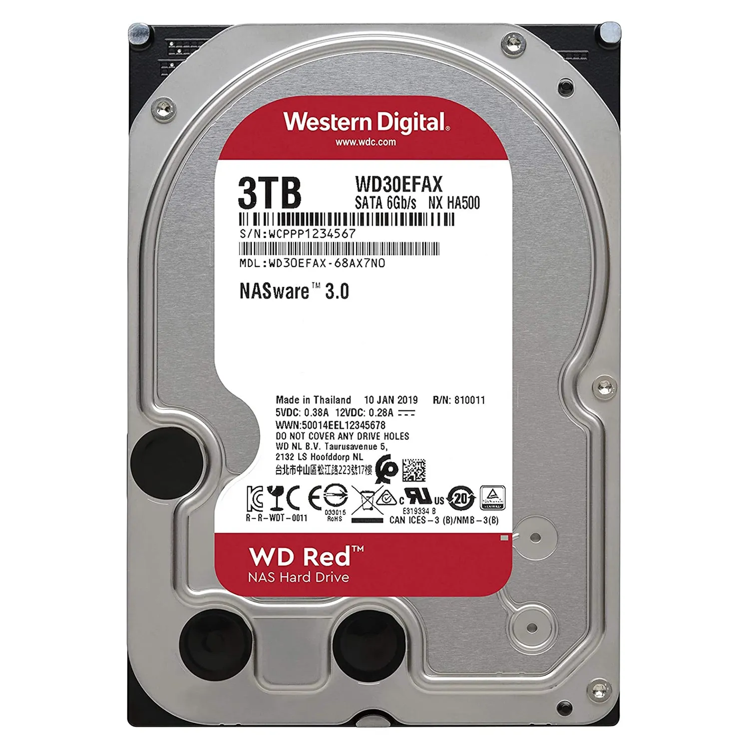 Western Digital Red 3TB 3.5 Inch NAS Internal Hard Drive - 5400 RPM - WD30EFAX