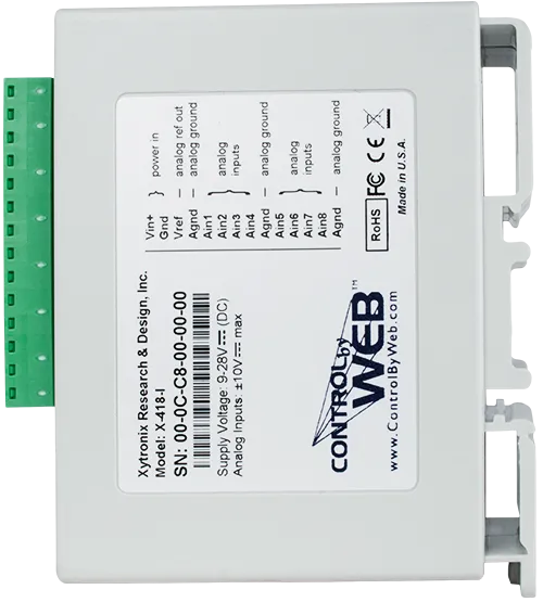 X-418 | Web-Enabled, Multi-Function 8-Channel Analog Input Module