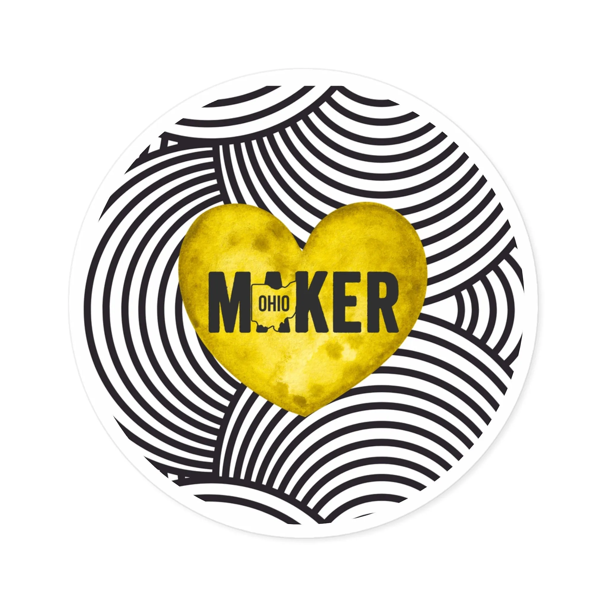 Yellow Ohio Maker Round Sticker