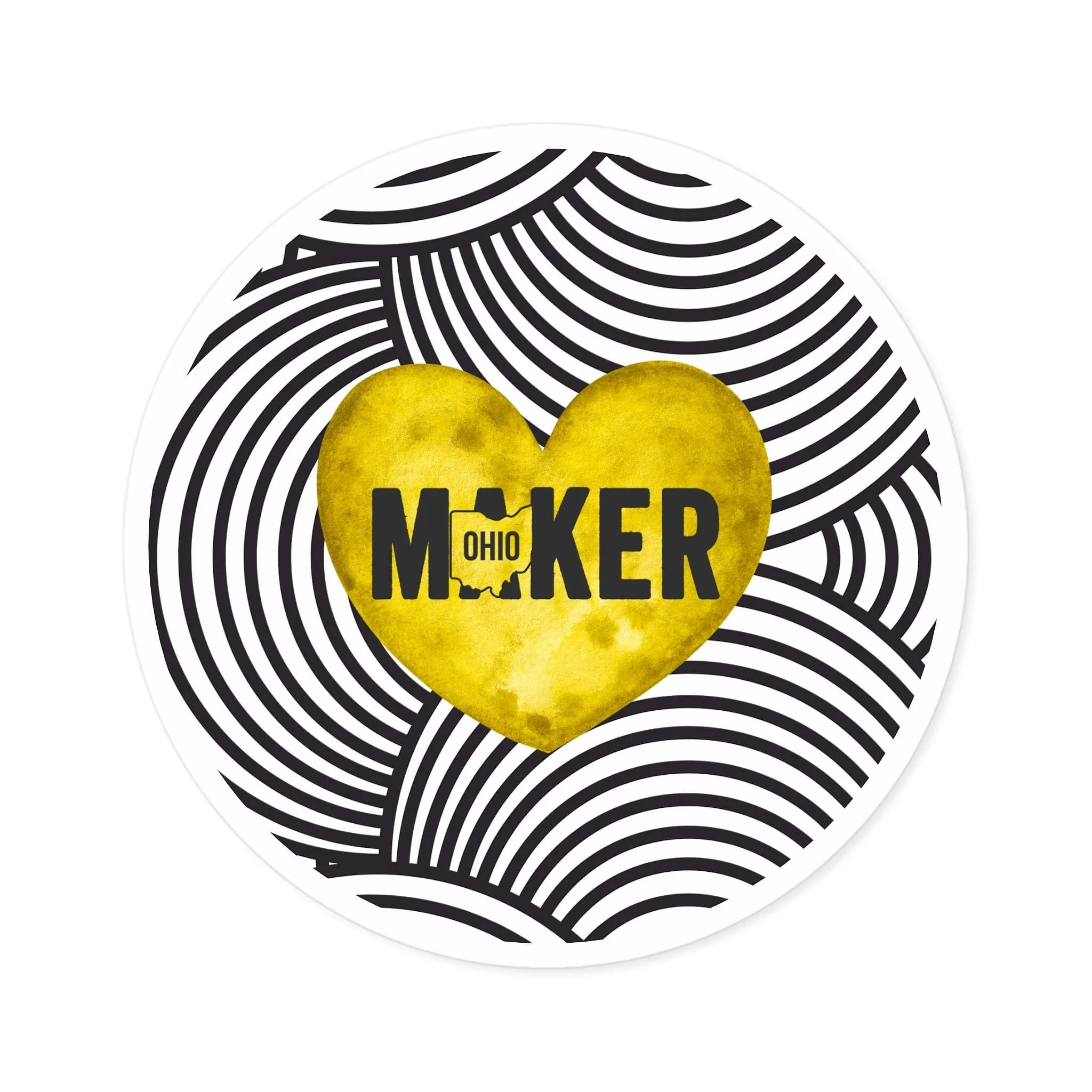 Yellow Ohio Maker Round Sticker