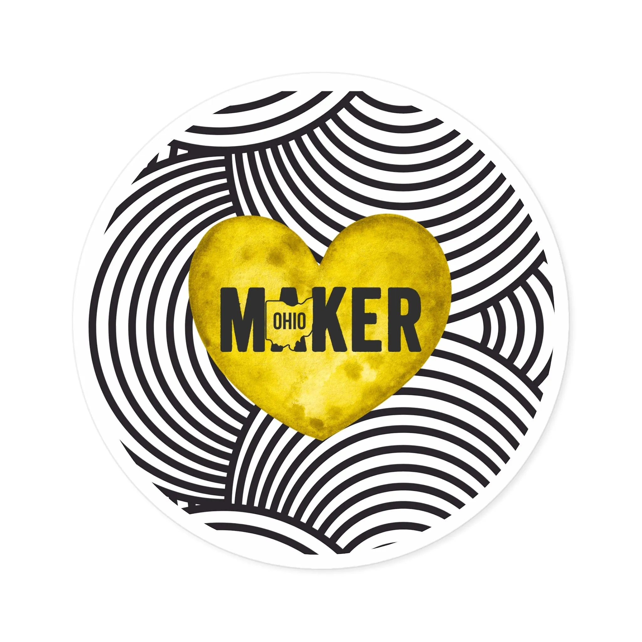 Yellow Ohio Maker Round Sticker