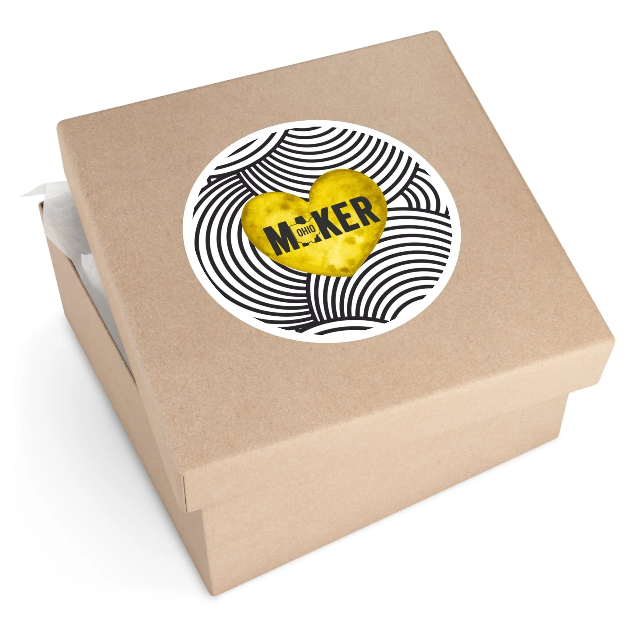 Yellow Ohio Maker Round Sticker
